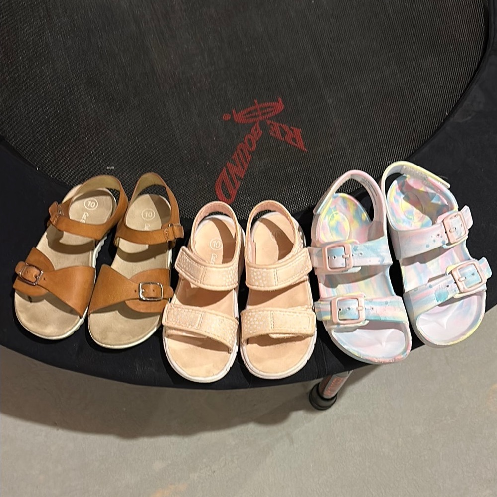 Kids Sandals Set - Brown, Cream, and Pink